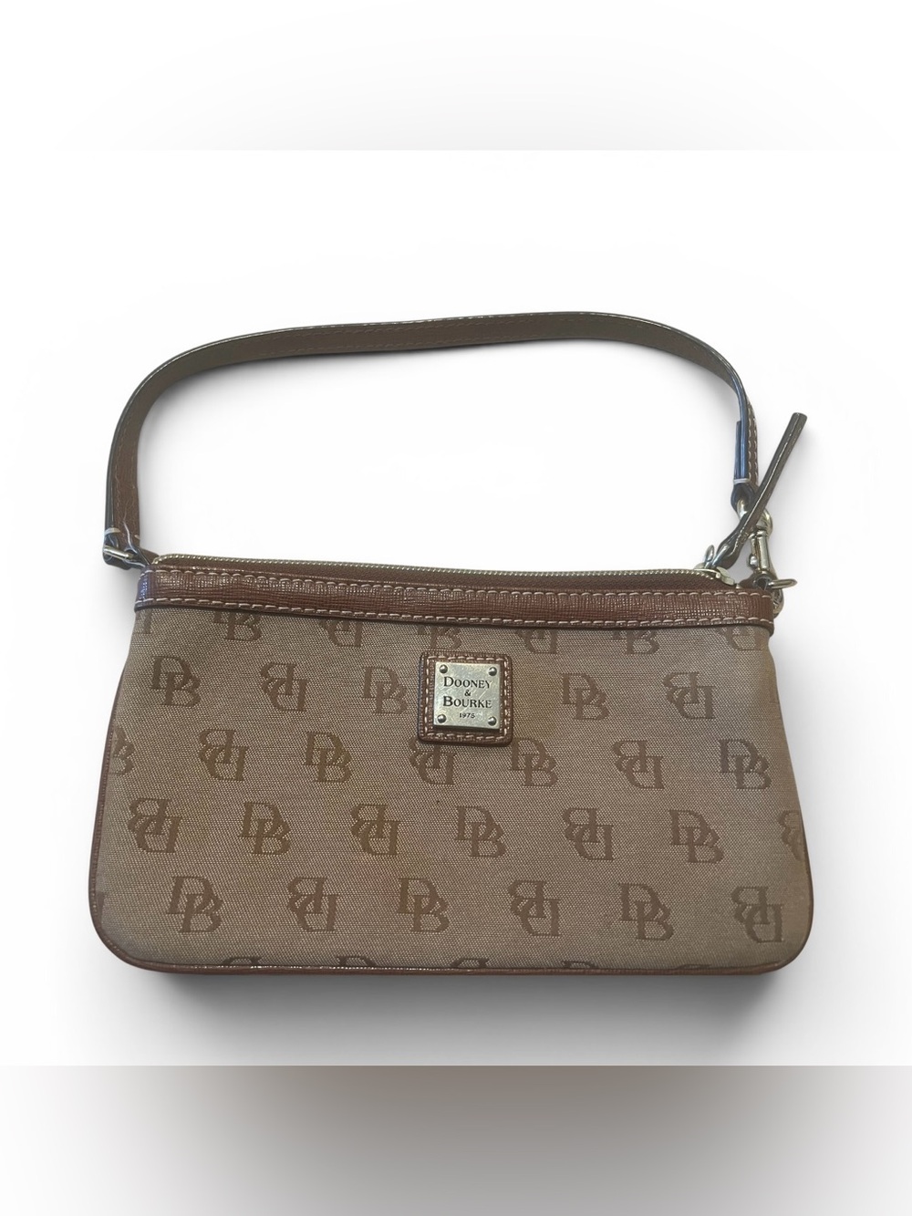 Dooney & Bourke Brown and Tan Monogram Wristlet